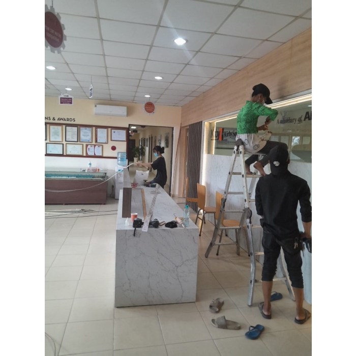 Thi công quầy lễ tân – backdrop Biên Hòa